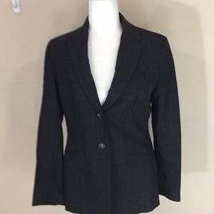 Ann Taylor Gray Pinstripe Wool Blazer Size 8